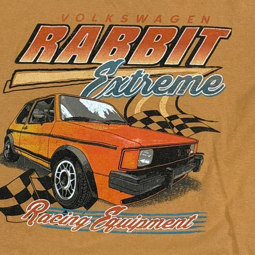 retro graphic t shirt Official VW Volkswagen Rabbit Extreme Racing Car Yellow L